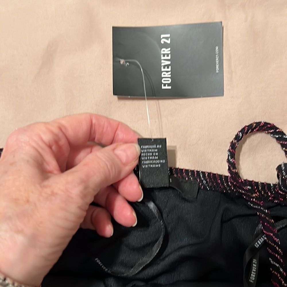 NWT forever 21 size small black sparkly bodycon dress with spaghetti straps - Picture 4 of 9